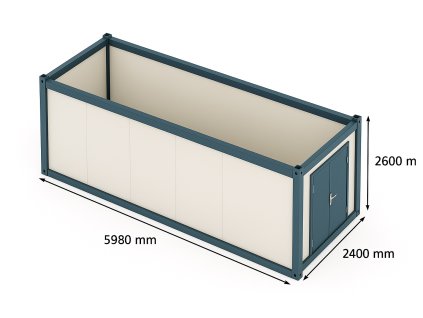 Skladový kontejner 6 × 2,4 m – izolovaný, dvoukřídlé dveře
