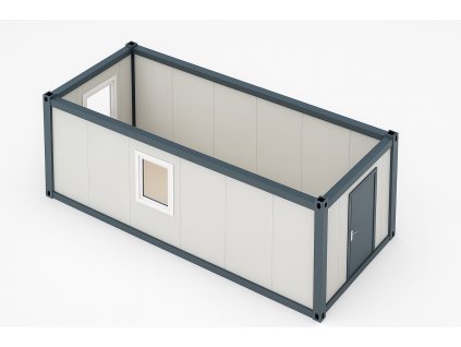 Izometrický pohled zvenku – rám antracit, panely bílé