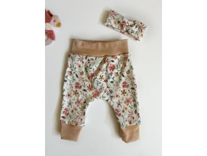 Rostoucí tepláčky a čepička/čelenka (velikost 62+, 68+)