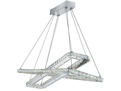 13006 7123cc searchlight clover 2 x led rectangle frame ceiling chrome clear crystal trim
