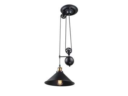 Globo Függeszték15053 Hängeleuchte höhenverstellbar über 2 Rollen, 90-180 cm, D:300,H:1800, exkl. 1xE27 60W 230V