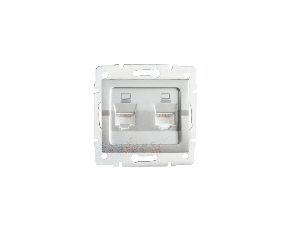 Kanlux 25228 LOGI Dvojitá dátová zásuvka nezávislá 2xRJ45Cat 5e Jack Strieborná