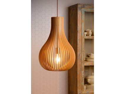 Lucide 01400/38/72 BODO Pendant E27 H55 ﾘ38cm Wood