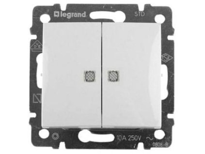 Legrand Valena - Dvojitý striedavý prepínač (5B) s orientačným osvetlením, biela - 774212