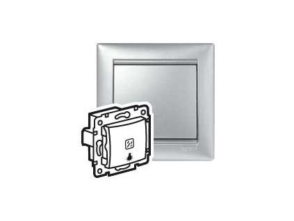 Legrand Valena - Tlačidlo s orientačným osvetlením, symbolom svietidla 10A - 250V, hliník - 770113