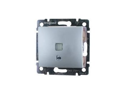 Legrand Valena - Tlačidlo s orientačným osvetlením, symbolom zvončeka 10A - 250V, hliník - 770215