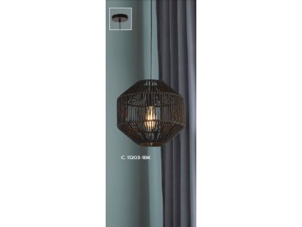 Searchlight 11203-1BK WICKER, Závesné svietidlo