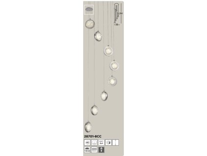 SEARCHLIGHT 28701-8CC QUARTZ Závesné svietidlo