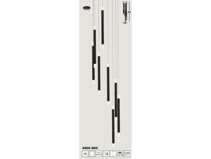 SEARCHLIGHT 4868-8BK Wands Závesné svietidlo