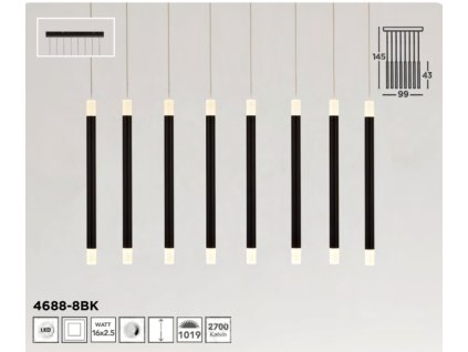 SEARCHLIGHT 4688-8BK Wands Závesné svietidlo