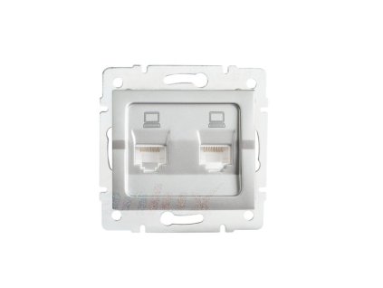 Kanlux 25228 LOGI Dvojitá dátová zásuvka nezávislá 2xRJ45Cat 5e Jack Strieborná