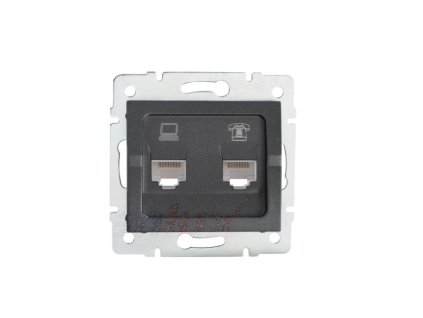 Kanlux 25289 LOGI Zásuvka dátová-telefónna RJ45Cat 5e + RJ11 Grafit