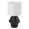 Stolná lampa Rabalux Glimo 74058 – čierna keramická základňa s rebrovaným vzorom a biele valcové textilné tienidlo