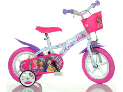 DINO Bikes - Dětské kolo 12" Barbie s košíkem - DB-612GLBA