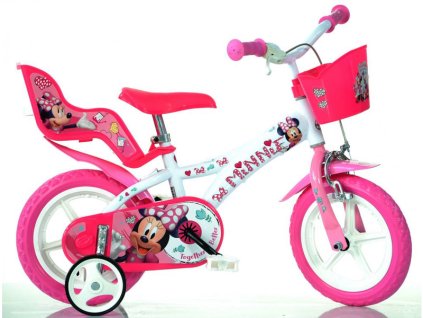 DINO Bikes - Dětské kolo 12" Minnie se sedačkou pro panenku a košíkem - DB-612LNN