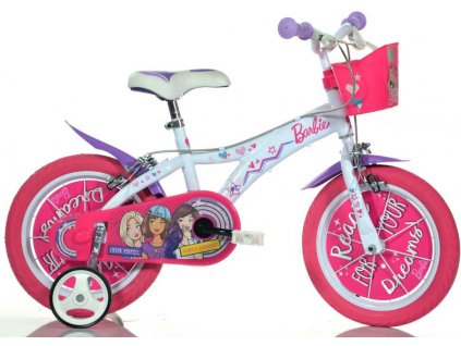 DINO Bikes - Dětské kolo 14" Barbie s košíkem - DB-614GBA