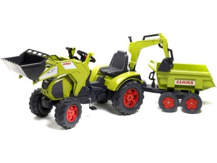 FALK - Šlapací traktor Claas Axos s nakladačem, rypadlem a vlečkou - FA-1010W