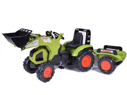 FALK - Šlapací traktor Claas Axos 330 s nakladačem a vlečkou - FA-1011AM