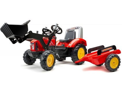 FALK - Šlapací traktor Supercharger s nakladačem a vlečkou červený - FA-2020M