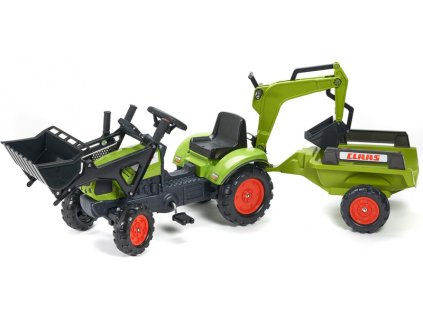 FALK - Šlapací traktor Claas Arion 410 s nakladačem, rypadlem a vlečkou - FA-2040N