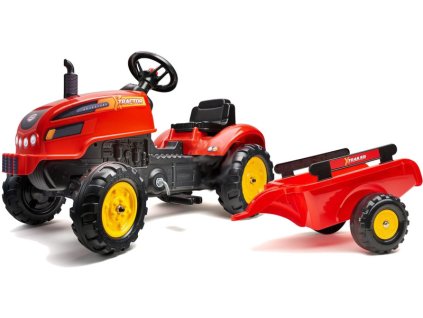 FALK - Šlapací traktor X-Tractor s vlečkou červený - FA-2046AB