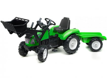 FALK - Šlapací traktor Garden Master s nakladačem a vlečkou zelený - FA-3023AM