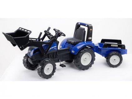 FALK - Šlapací traktor New Holland T8 s nakladačem a vlečkou - FA-3090M