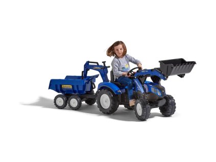 FALK - Šlapací traktor New Holland T8 s nakladačem, rypadlem a maxi vlečkou - FA-3090W
