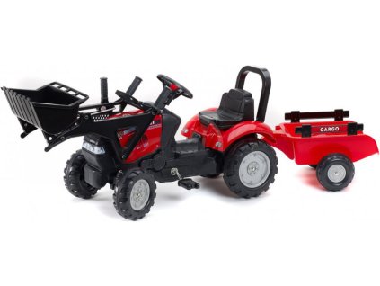 FALK - Šlapací traktor Case iH Maxxum 130 CVX s nakladačem a vlečkou červený - FA-961AM