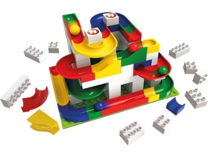 HUBELINO Kuličková dráha - set s kostkami Basic 123ks - HUB420480