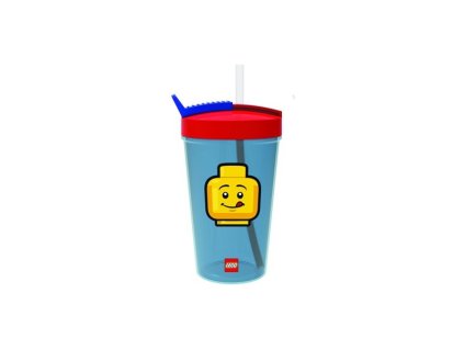 LEGO láhev s brčkem 0.5L - Iconic Classic modrá - LEGO40440001