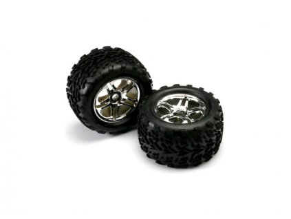 Traxxas kolo 3.8", disk Split Spoke H17 chromovaný, pneu Talon (pár) - TRA5174R