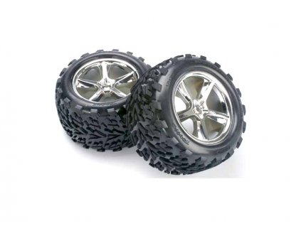 Traxxas kolo 3.8", disk Gemini stříbrný H14, pneu Talon (2) - TRA5374