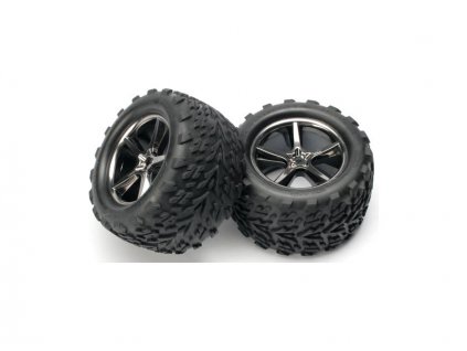 Traxxas kolo 3.8", disk Gemini černý chrom H14, pneu Talon (2) - TRA5374A