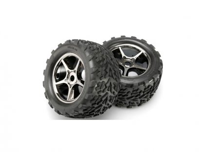 Traxxas kolo 3.8", disk Gemimi černý chrom S17, pneu Talon (2) - TRA5374X