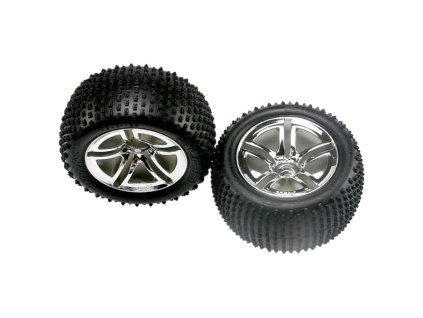Traxxas kolo 2.8", Twin-Spoke stříbrný disk, pneu Alias (2) - TRA5572R