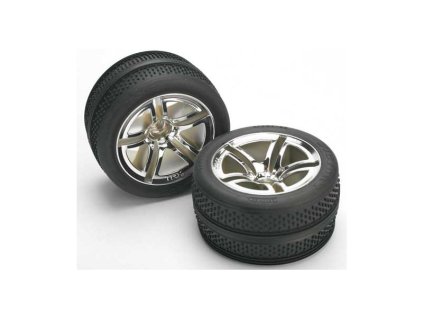 Traxxas kolo 2.8", disk Twin-Spoke stříbrný, pneu Victory (2) (přední) - TRA5575