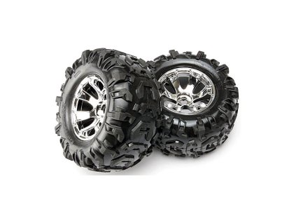 Traxxas kolo 3.8", disk Geode stříbrný S17, pneu Canyon AT (2) - TRA5673