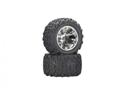 Traxxas kolo 3.8", disk Geode stříbrný S17, pneu Maxx (2)(2WD přední) - TRA5674