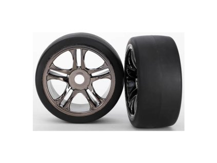 Traxxas kolo, disk Split-Spoke černý chrom, pneu slick S1 (2) (zadní) - TRA6477