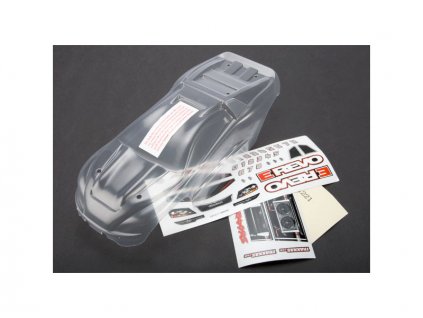 Traxxas karosérie čirá, samolepky: E-Revo 1:16 - TRA7111