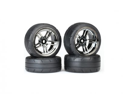 Traxxas kolo 1.9", disk split-spoke černý chrom, pneu Response (sada) - TRA8375
