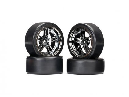 Traxxas kolo 1.9", disk split-spoke černý chrom, pneu Drift (sada) - TRA8378