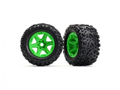 Traxxas kolo 3.8", disk zelený, pneu Talon EXT (pár) - TRA8672G