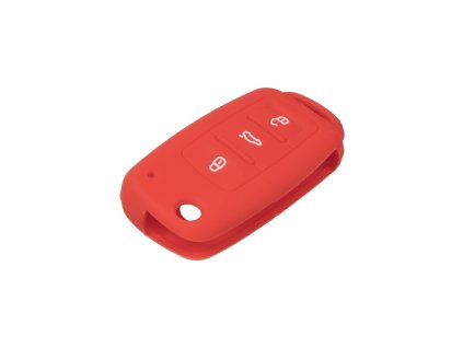 Silikonový obal pro klíč Škoda, VW, Seat 3-tlačítkový, světle červený - 481VW105red1