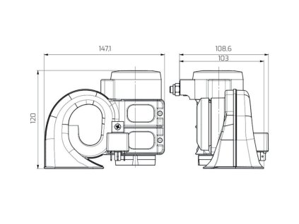 PN1/12V Twister pneumatický klakson - 744050