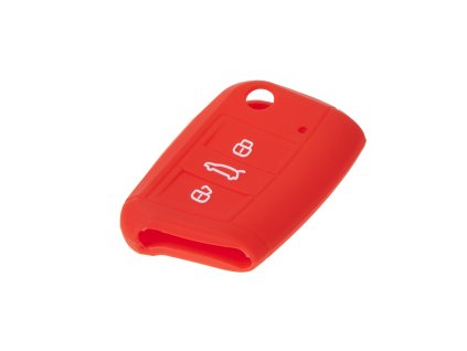 Silikonový obal pro klíč VW, Škoda 3-tlačítkový, červený - 481VW106red