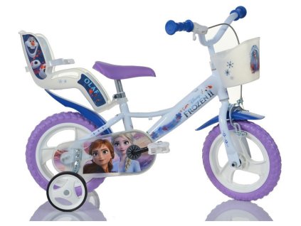 DINO Bikes - Dětské kolo 12" Frozen 2 se sedačkou pro panenku a košíkem - DB-124RLFZ3