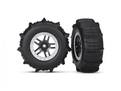 Traxxas kolo 2.2/3.0", disk SCT Split-Spoke saténový chrom, pneu Paddle (2) - TRA5891