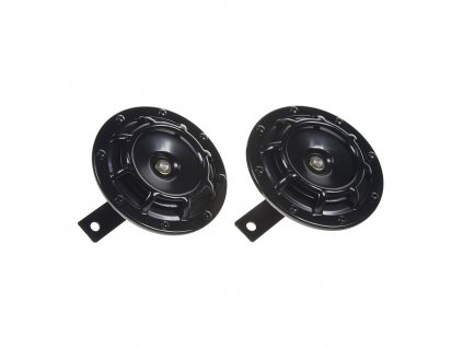 Diskový klakson (vysoký a nízký tón), černý, 120mm, 12V - sn-239bl/12V